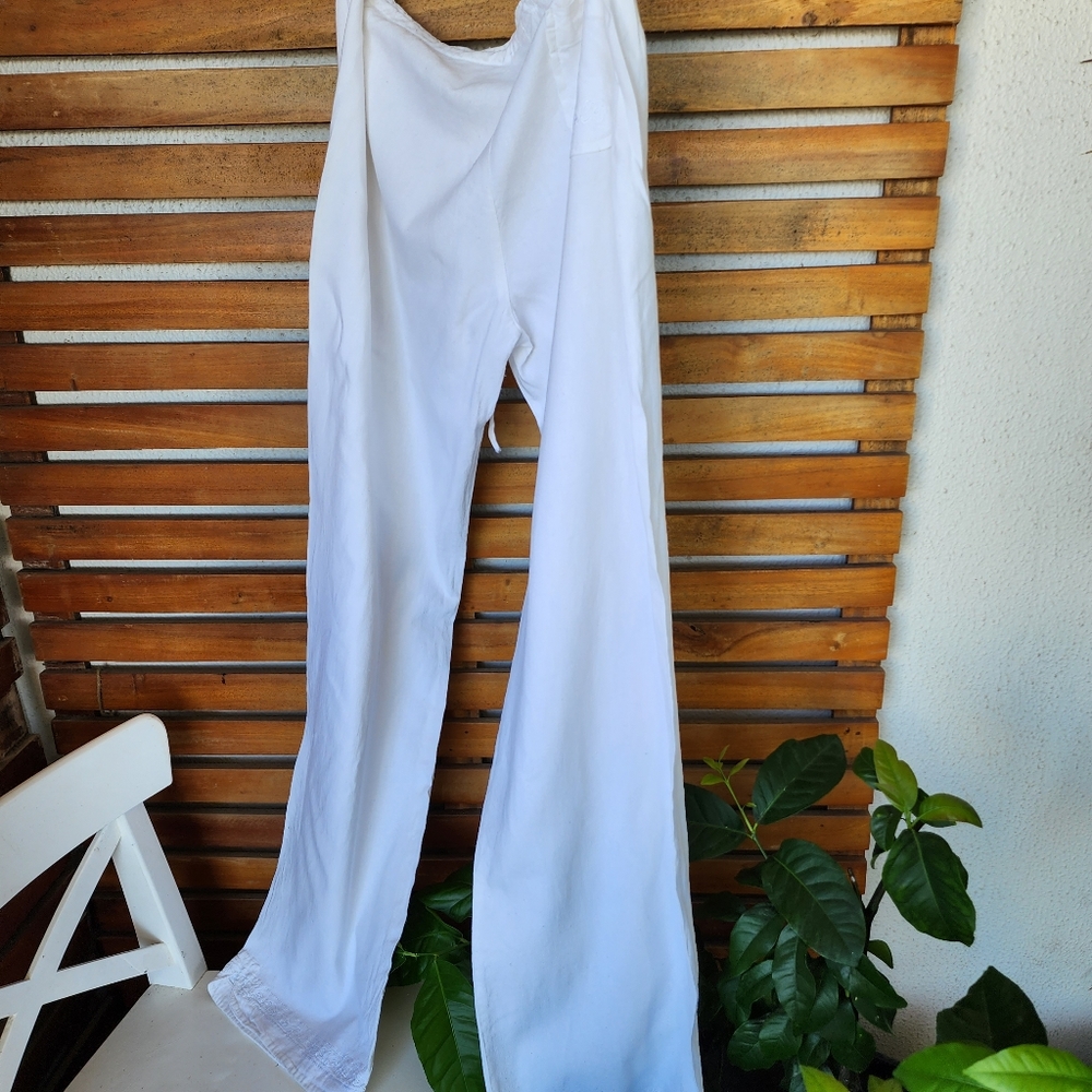 Y2K RIPCURL pants  white linen/viscose/cotton casual Size 12 - Picture 7 of 11